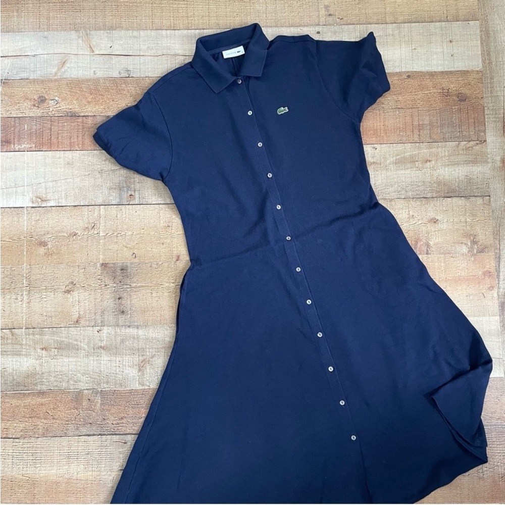 Lacoste Women's Dark Blue Button-Down polo Dress,36， brand new, never worn